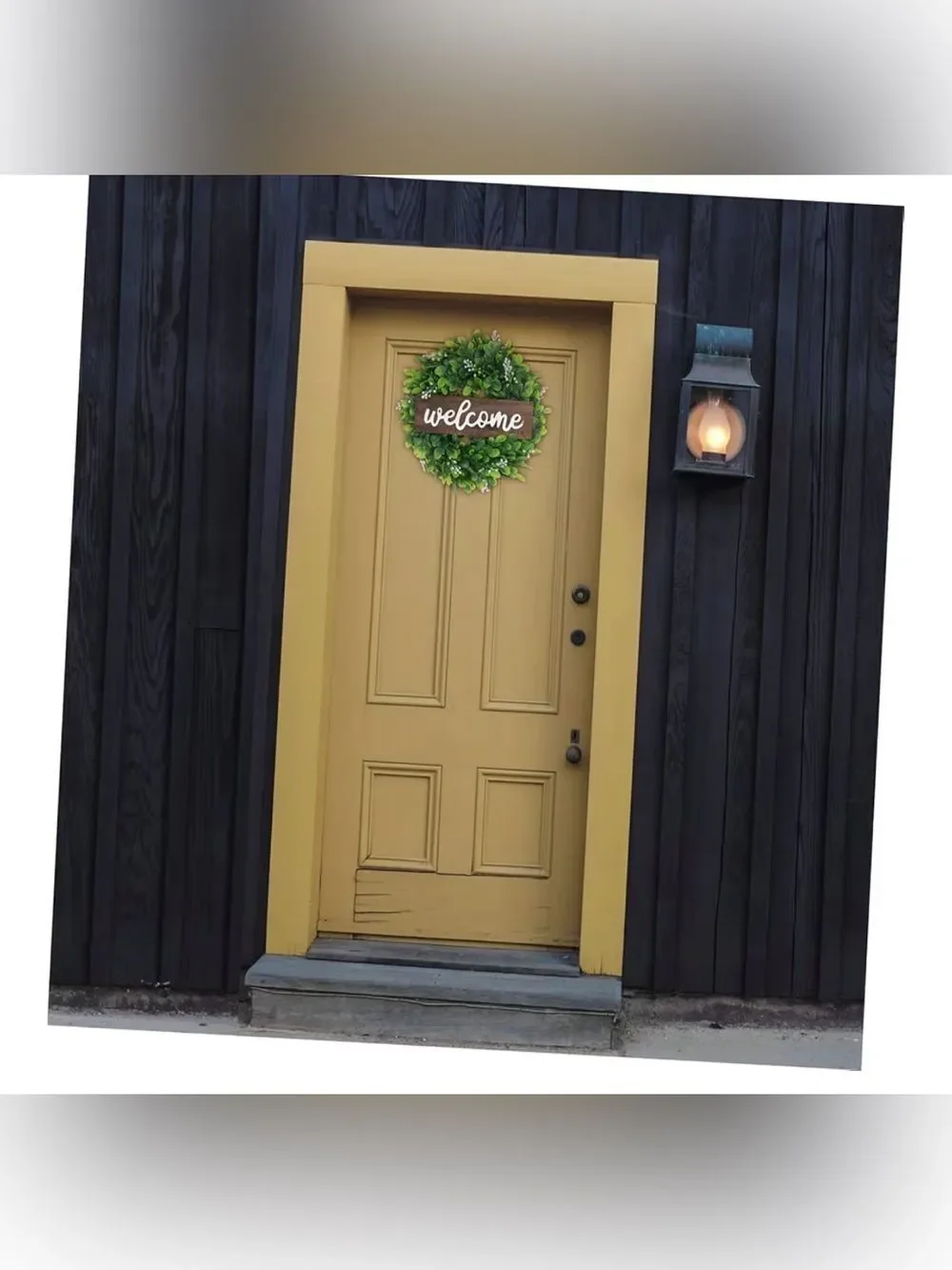Welcome Green Boxwood Wreath Wall Hanging - 13”, New